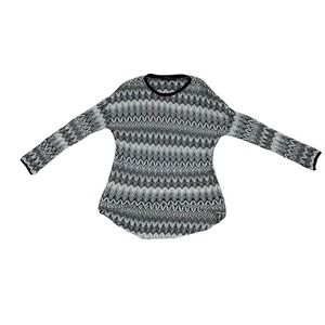 Generation Love Knit Tunic Top Chevron Pattern Long Sleeve Black White S